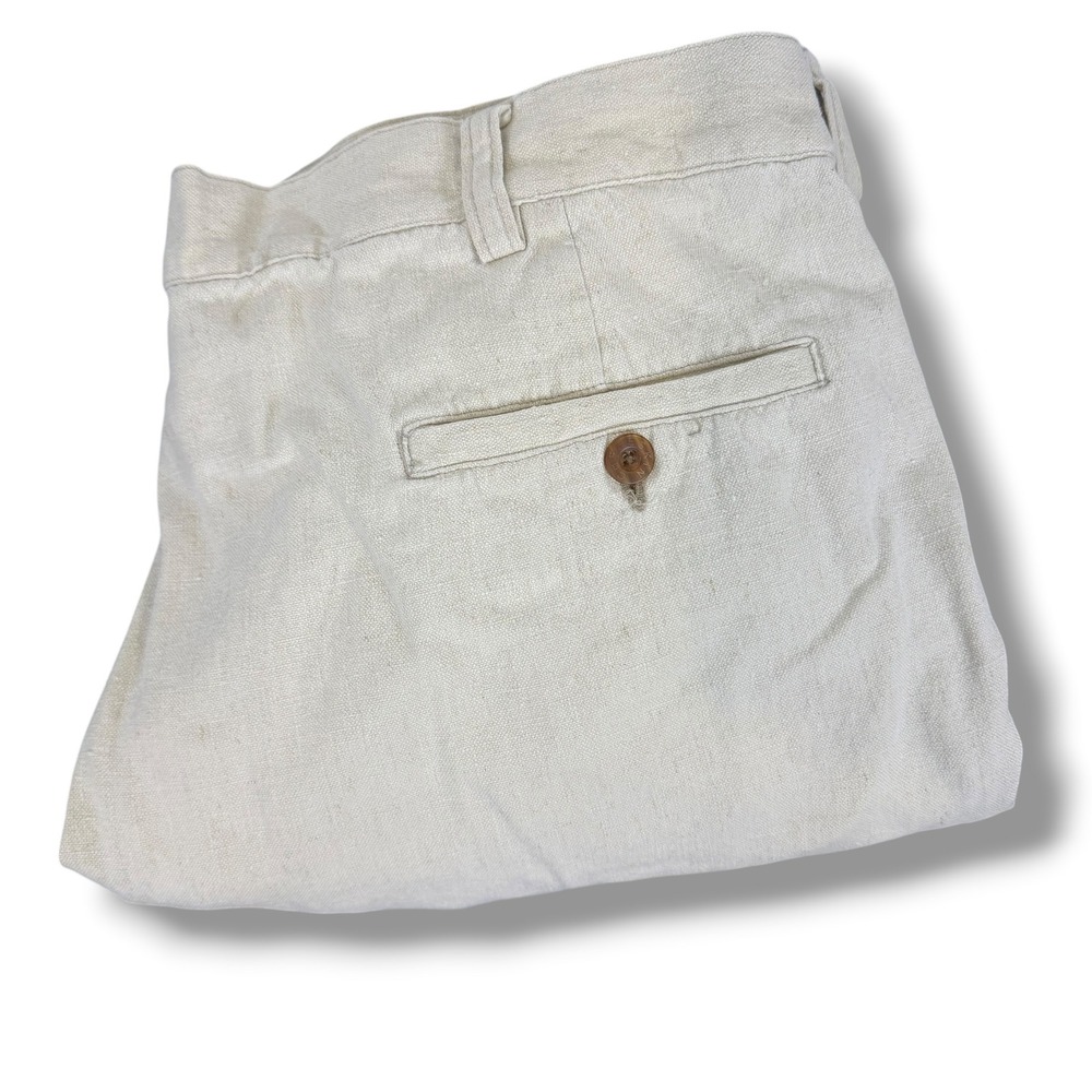 Vintage Chereskin Pleated Shorts Mens 40 Beige Linen Blend Resortwear Beach